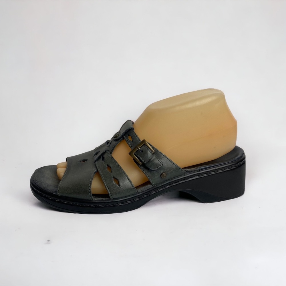 Clarks Blue Leather Sandal Slides